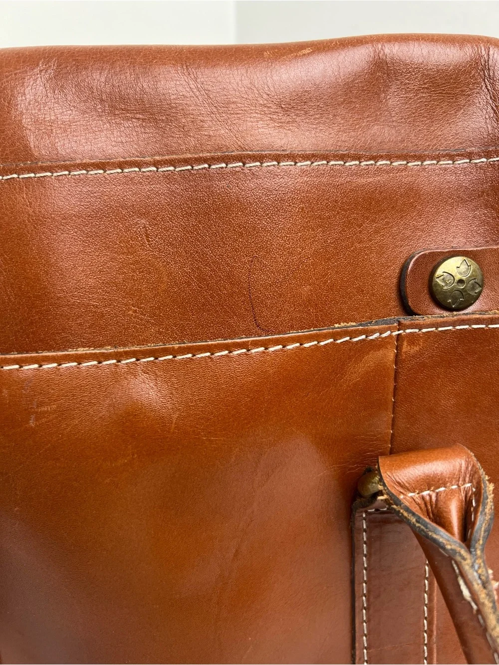 Patricia Nash Vienna Chestnut Brown Leather Satchel with Brass Twist Lock - Picture 11 of 12